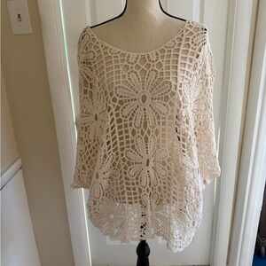SHEIN Beige Crochet Knit Top